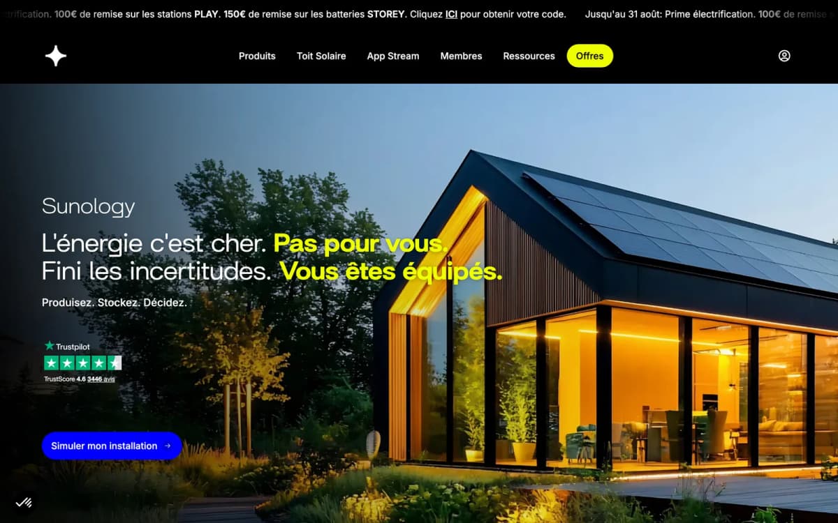 La page du site Sunology dans le navigateur.