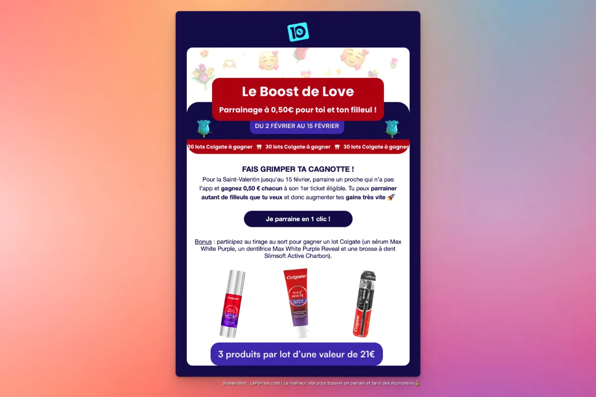 10% booste son parrainage pour la Saint Valentin