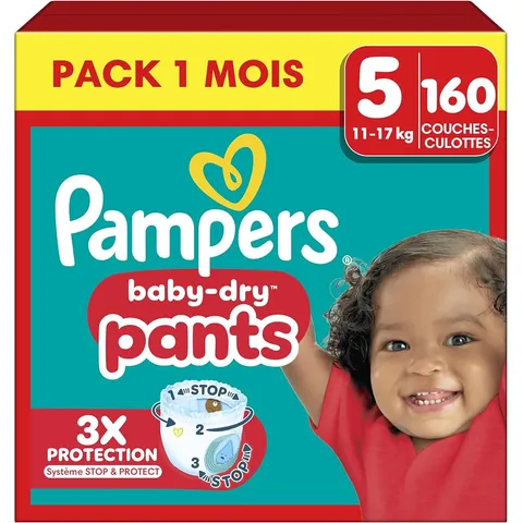 Couches-culottes Pampers Baby-Dry Pants taille 5, pack d'un mois