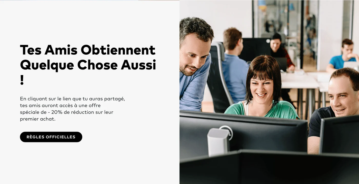 Encart de la page Chipolo annonçant 20% de remise pour les amis sur leur premier achat
