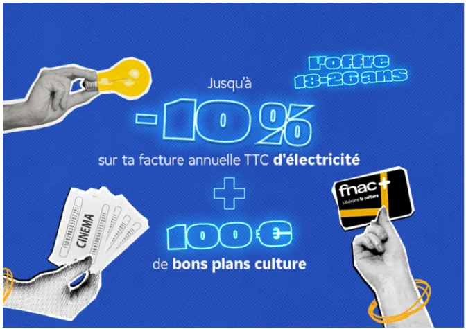 Offre 18-26 ans EDF : plus de 100€ de bons plans culture, carte Fnac+ et places de cinéma
