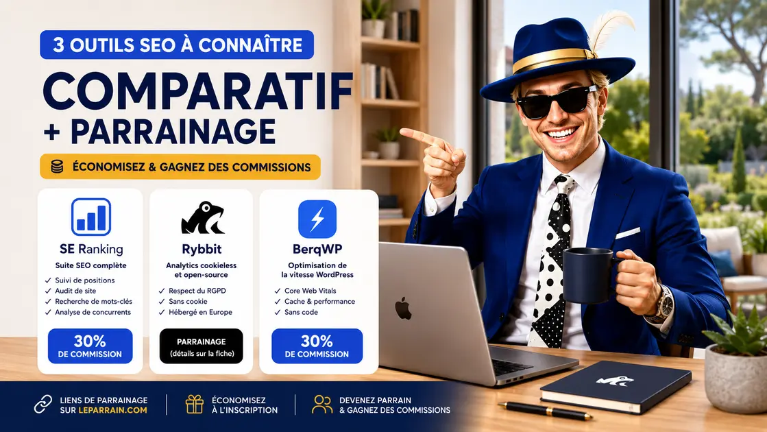 Illustration de l'article : Meilleurs outils SEO avec parrainage : SE Ranking, Rybbit, BerqWP