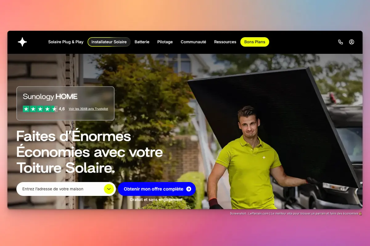Sunology : remise exceptionnelle avec le parrainage + cashback LeParrain