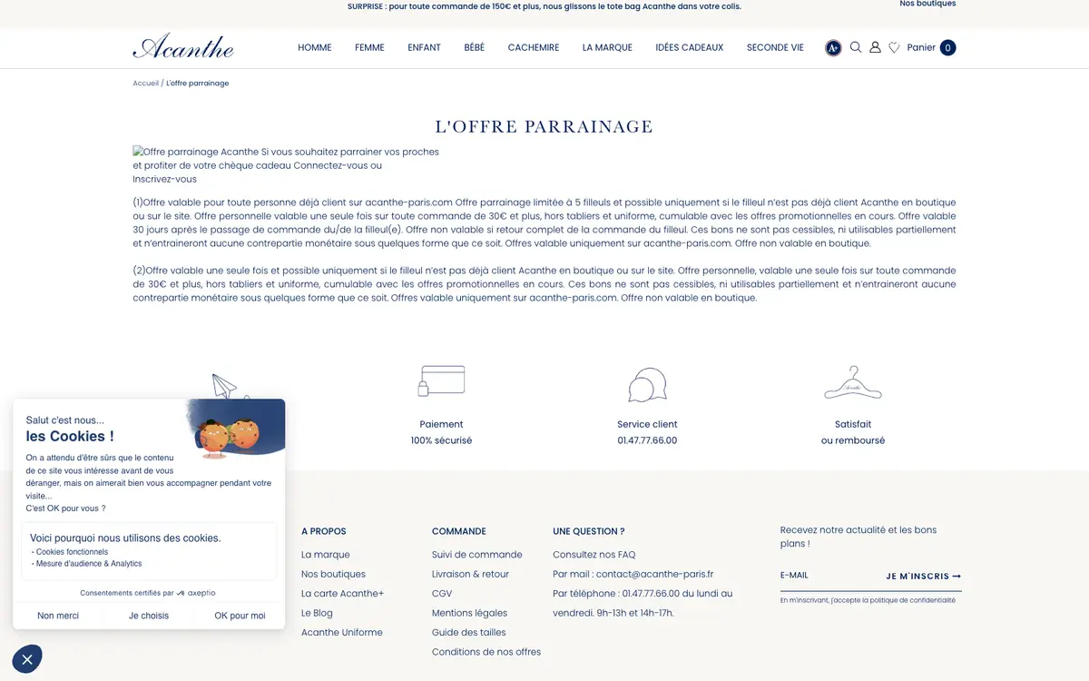Page programme de parrainage Acanthe