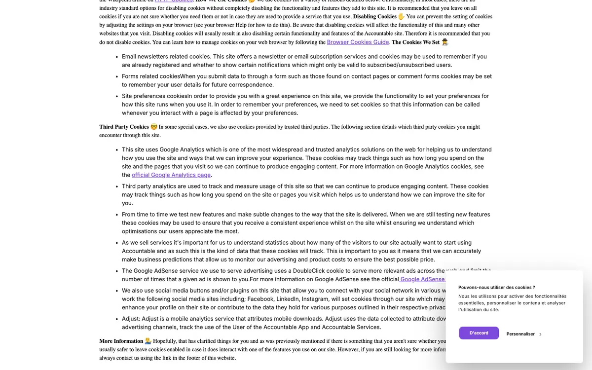 Aperçu du site Accountable