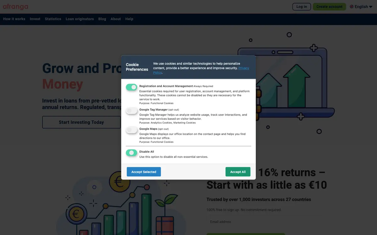 Aperçu du site Afranga