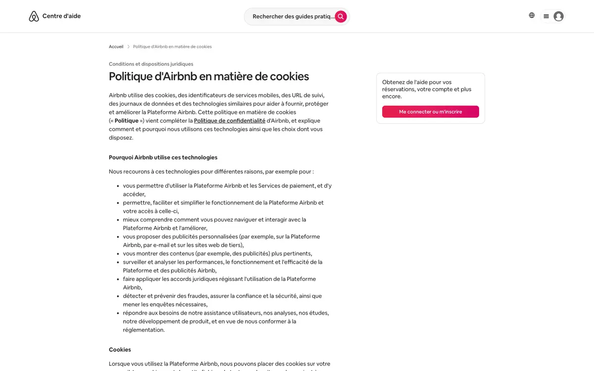 Aperçu du site Airbnb