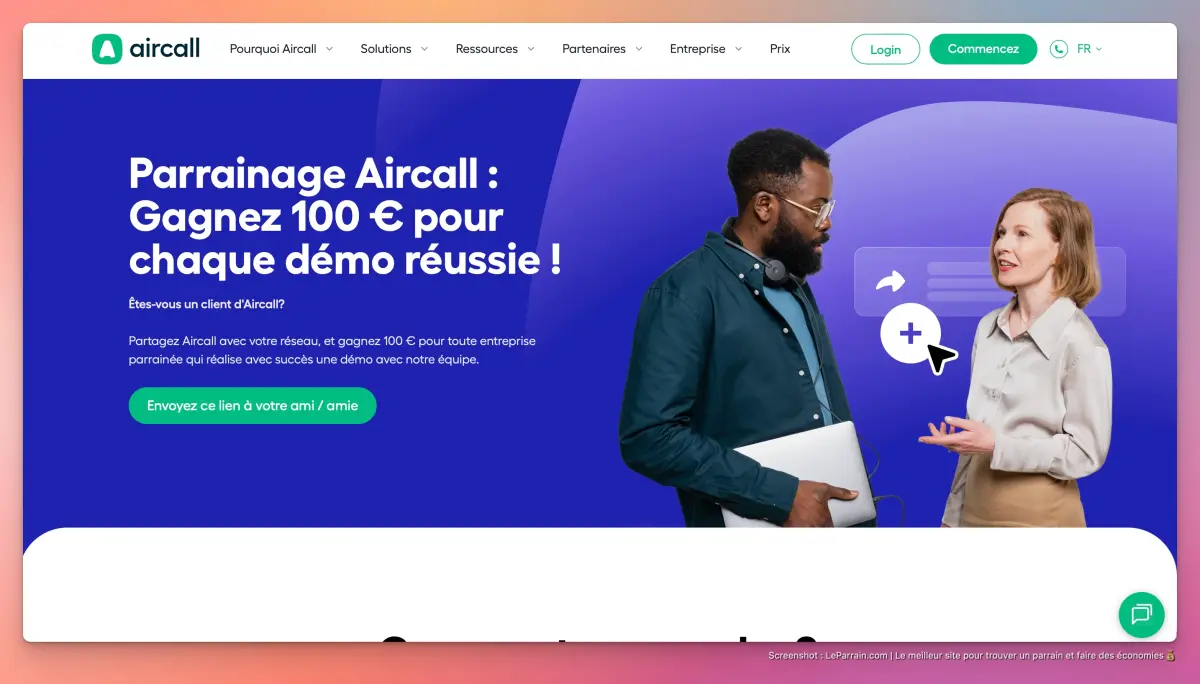 Capture d'écran 3 du programme de parrainage Aircall