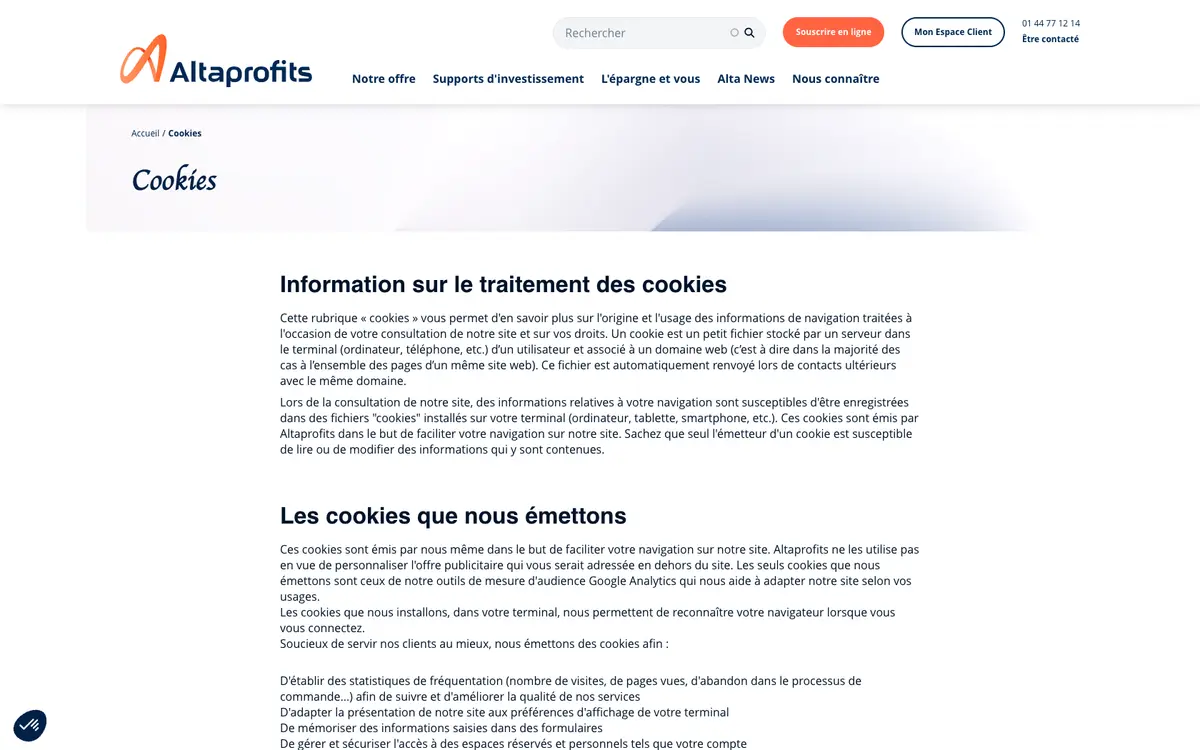 Aperçu du site Altaprofits