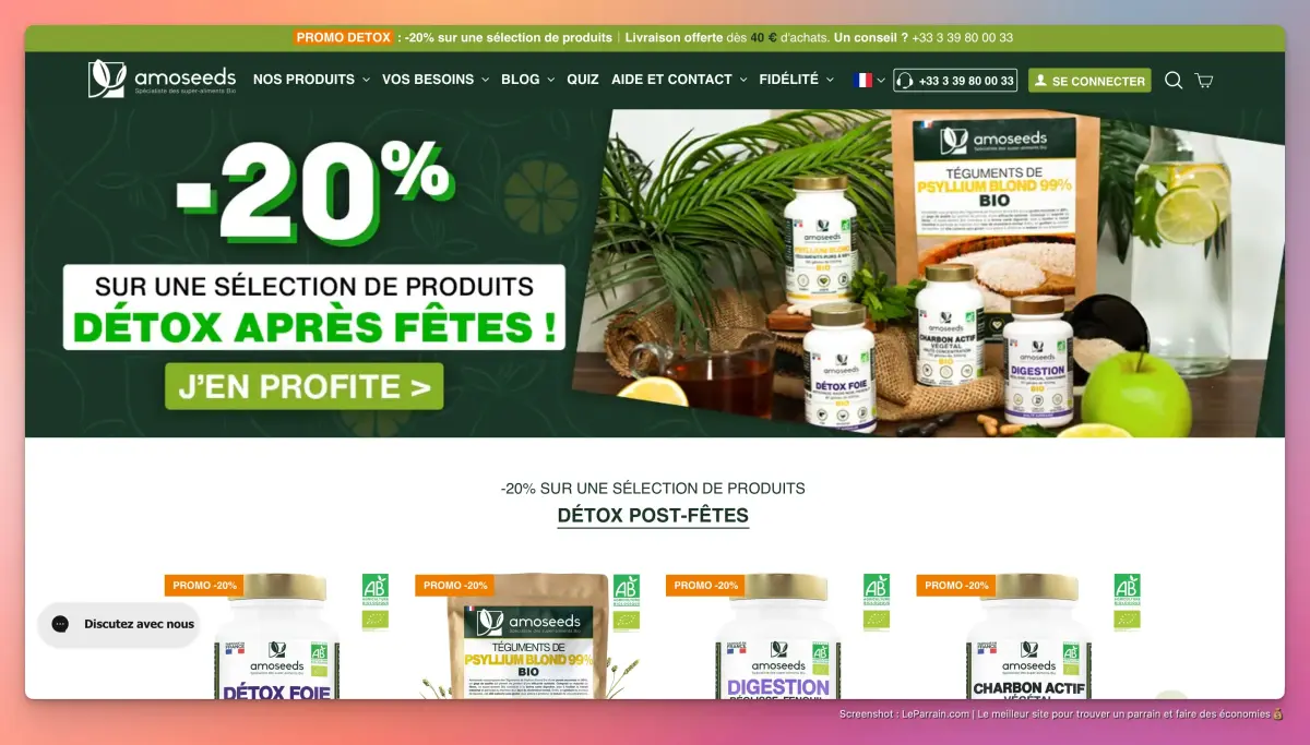 Capture d'écran 2 du programme de parrainage Amoseeds