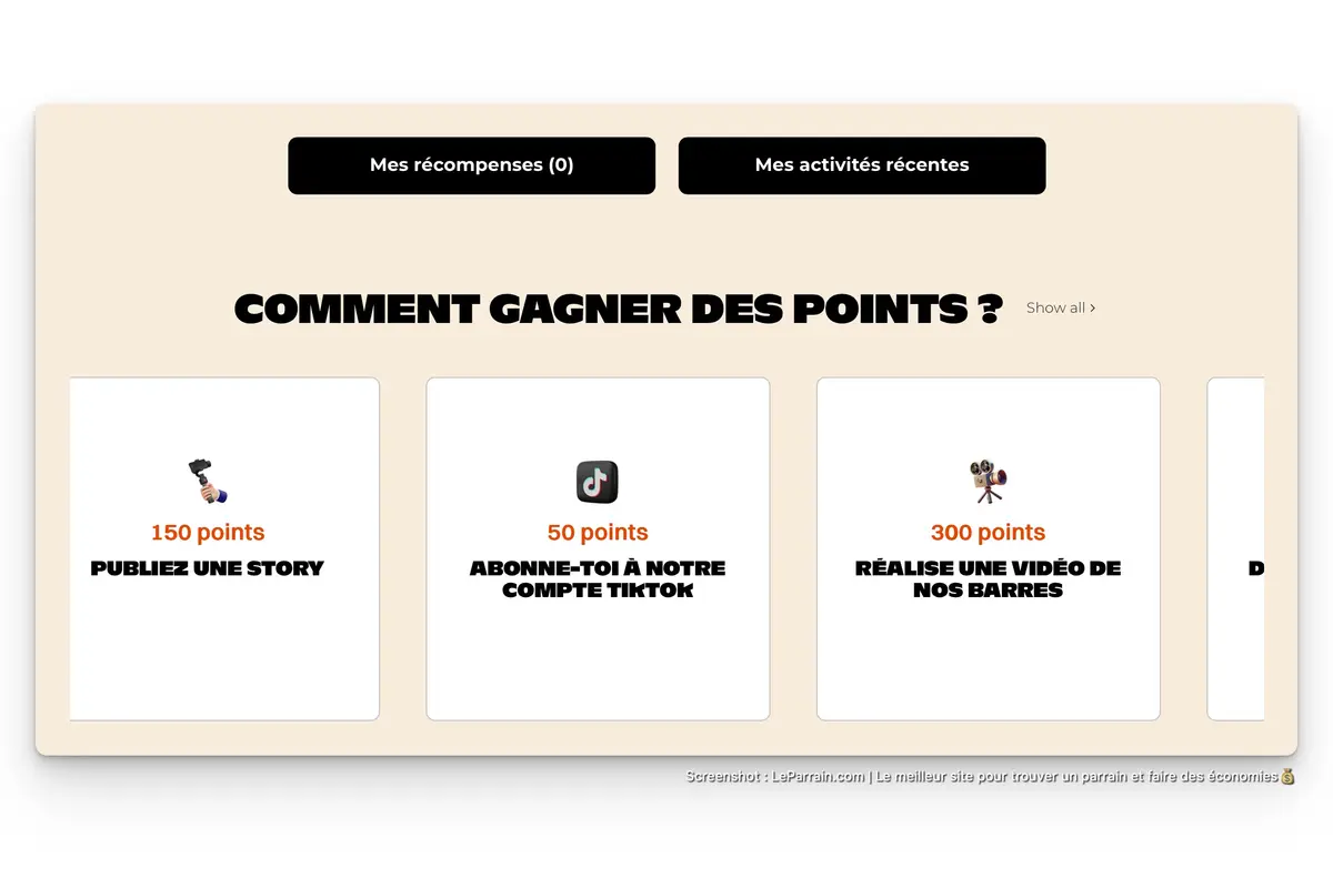 Capture d'écran 6 du programme de parrainage Barz