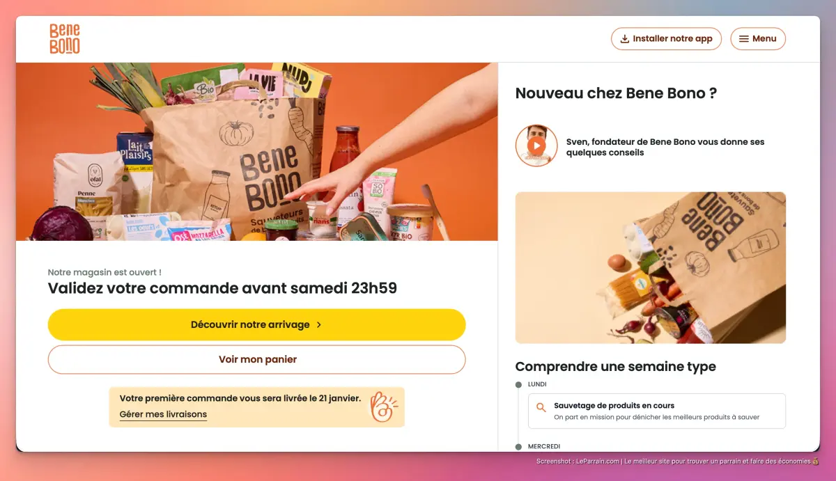 Capture d'écran 3 du programme de parrainage Bene Bono