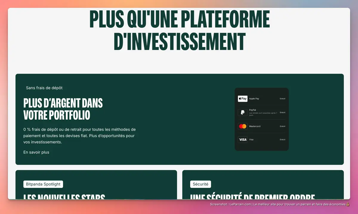 Capture d'écran 3 du programme de parrainage Bitpanda