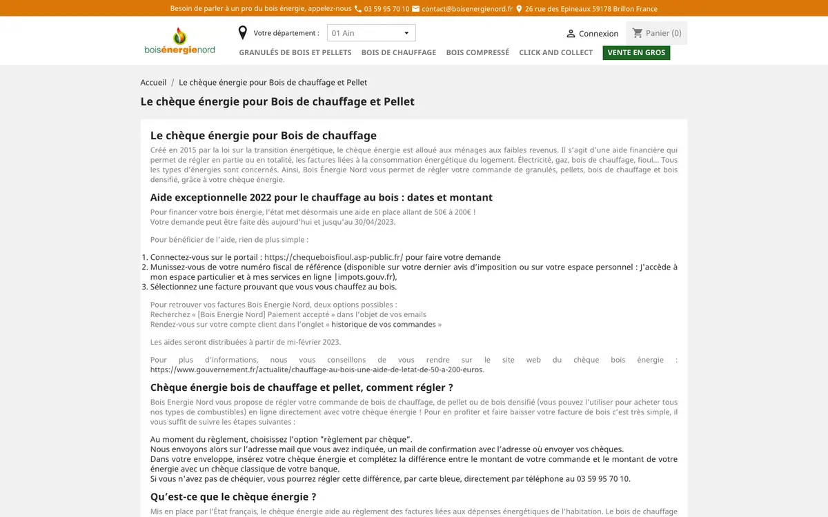 Aperçu du site Bois Energie Nord