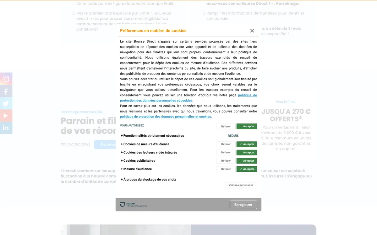 Page programme de parrainage Bourse Direct