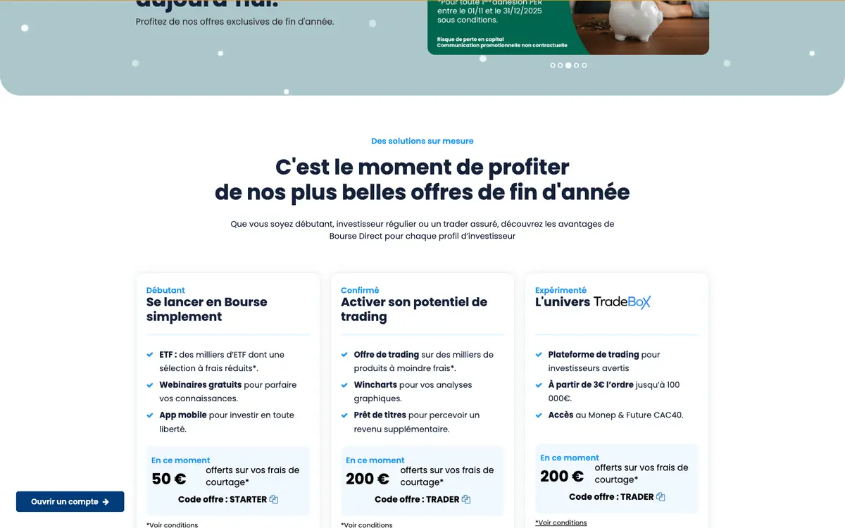 Aperçu du site Bourse Direct