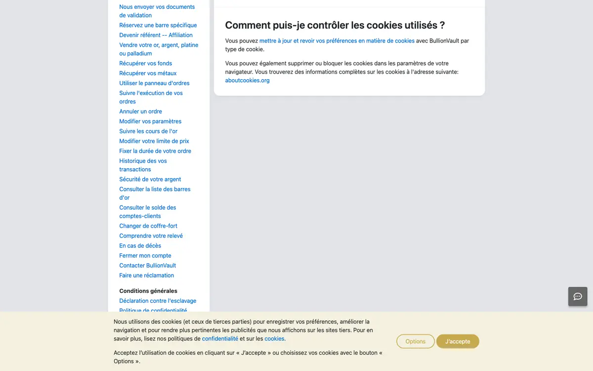 Page programme de parrainage Bullionvault