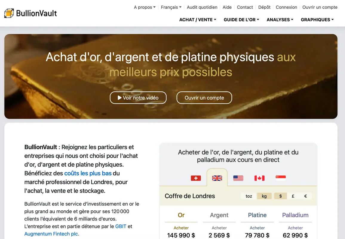 Capture d'écran 2 du programme de parrainage Bullionvault