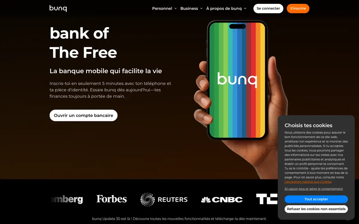 Aperçu du site Bunq