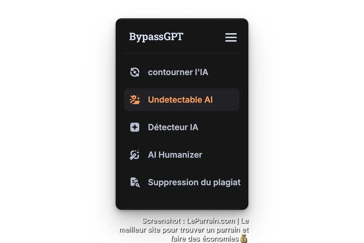 Capture d'écran 3 du programme de parrainage BypassGPT