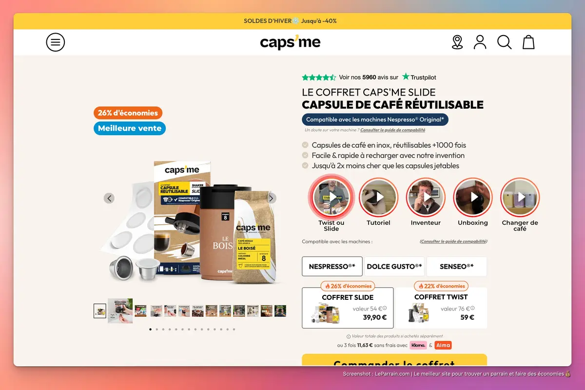 Capture d'écran 5 du programme de parrainage Caps Me