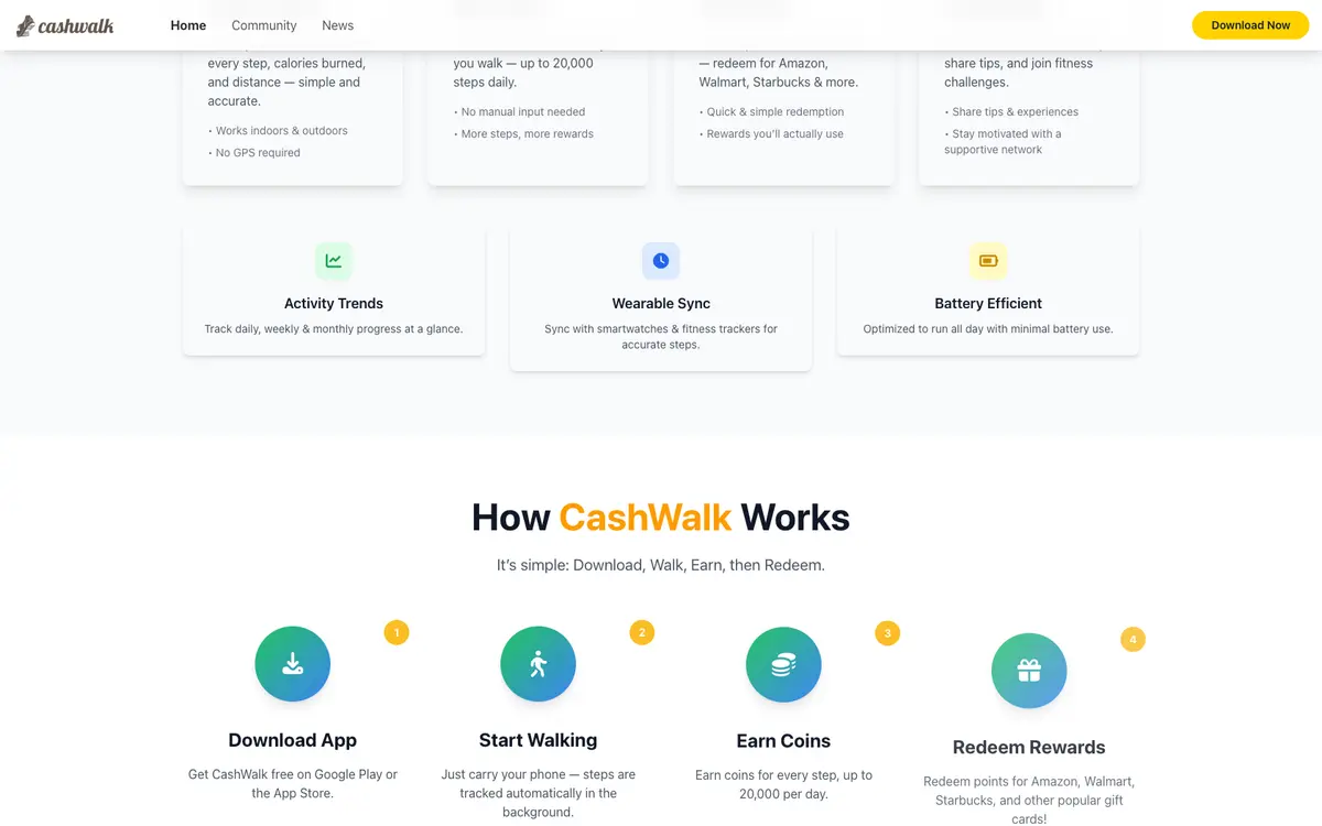 Aperçu du site CashWalk