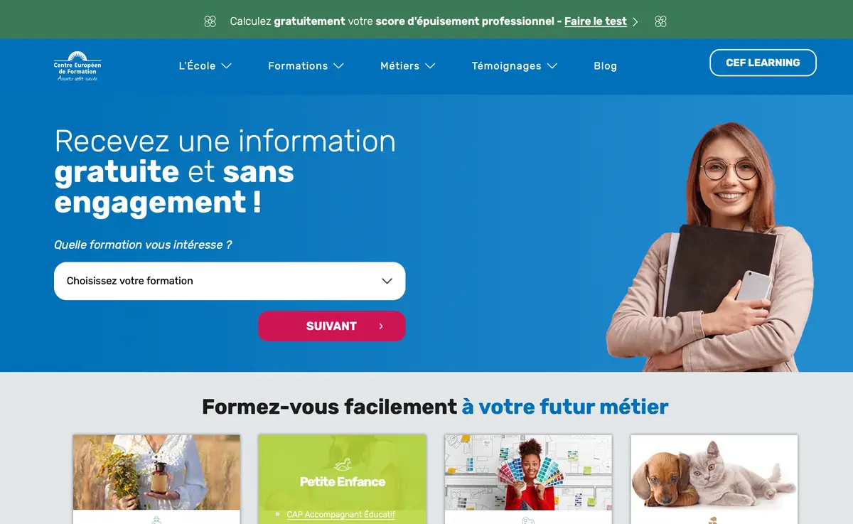 Capture d'écran 2 du programme de parrainage Centre Européen de Formation