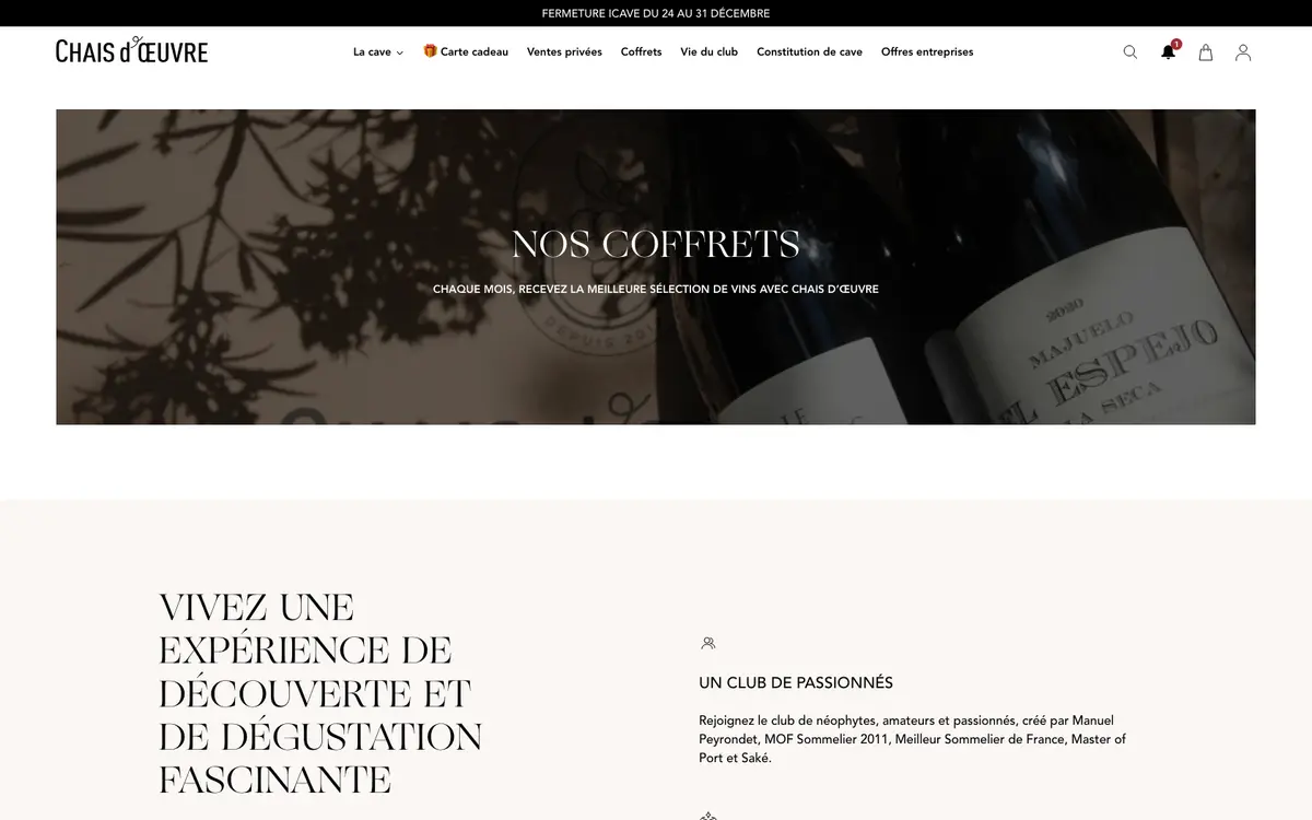 Capture d'écran 3 du programme de parrainage Chais d'Oeuvre