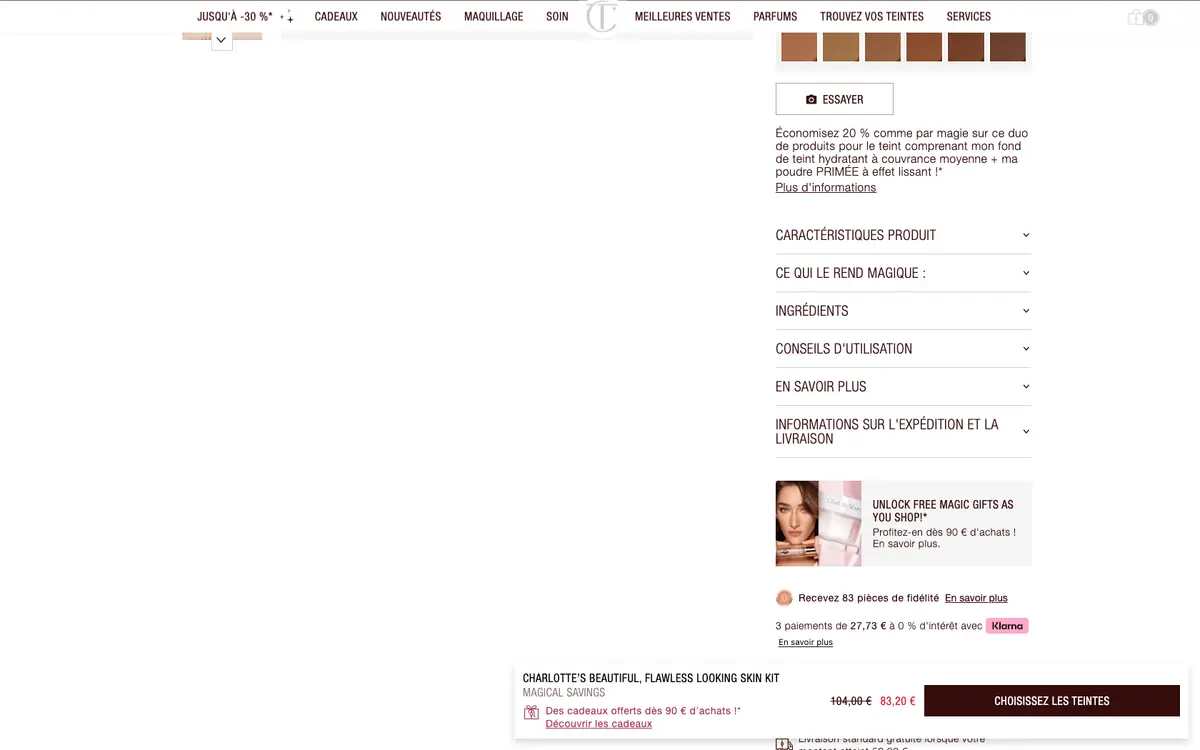 Aperçu du site Charlotte Tilbury