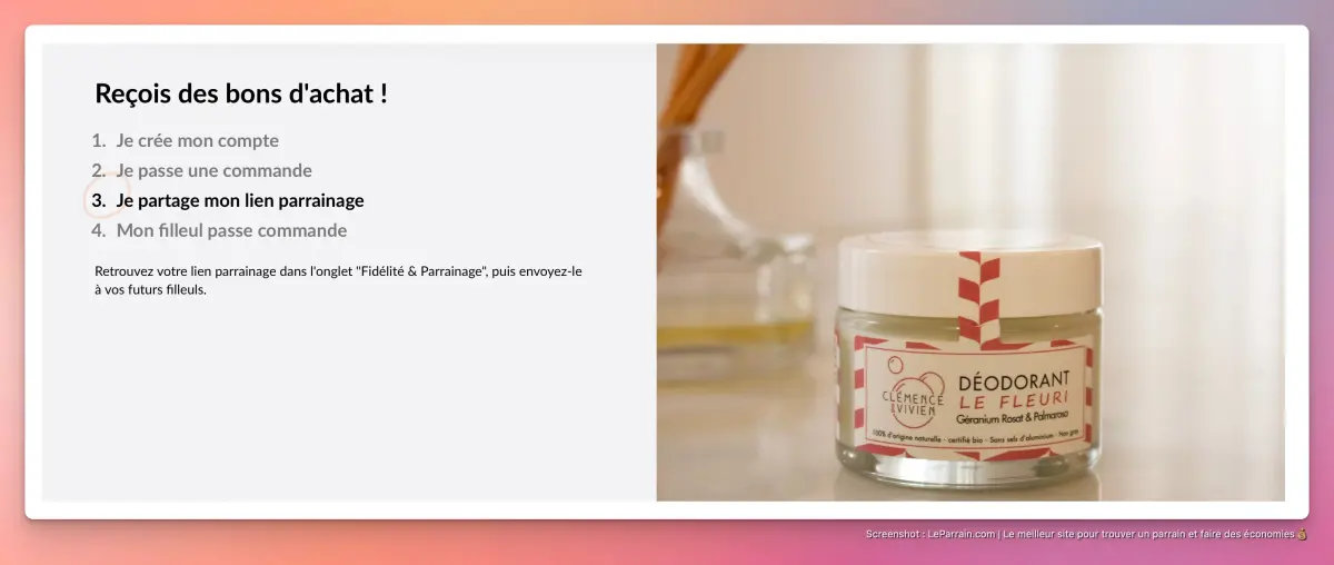 Capture d'écran 3 du programme de parrainage Clémence et Vivien