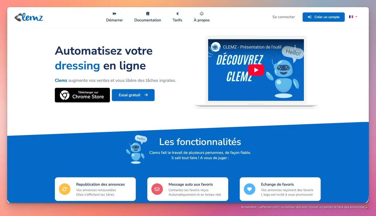 Capture d'écran 3 du programme de parrainage Clemz