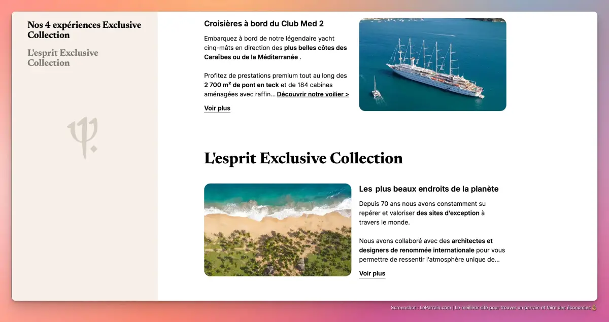 Capture d'écran 4 du programme de parrainage Club Med
