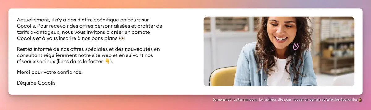 Capture d'écran 2 du programme de parrainage Cocolis