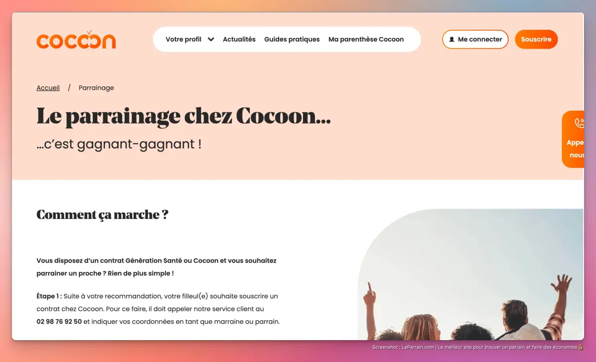 Capture d'écran 1 du programme de parrainage Cocoon