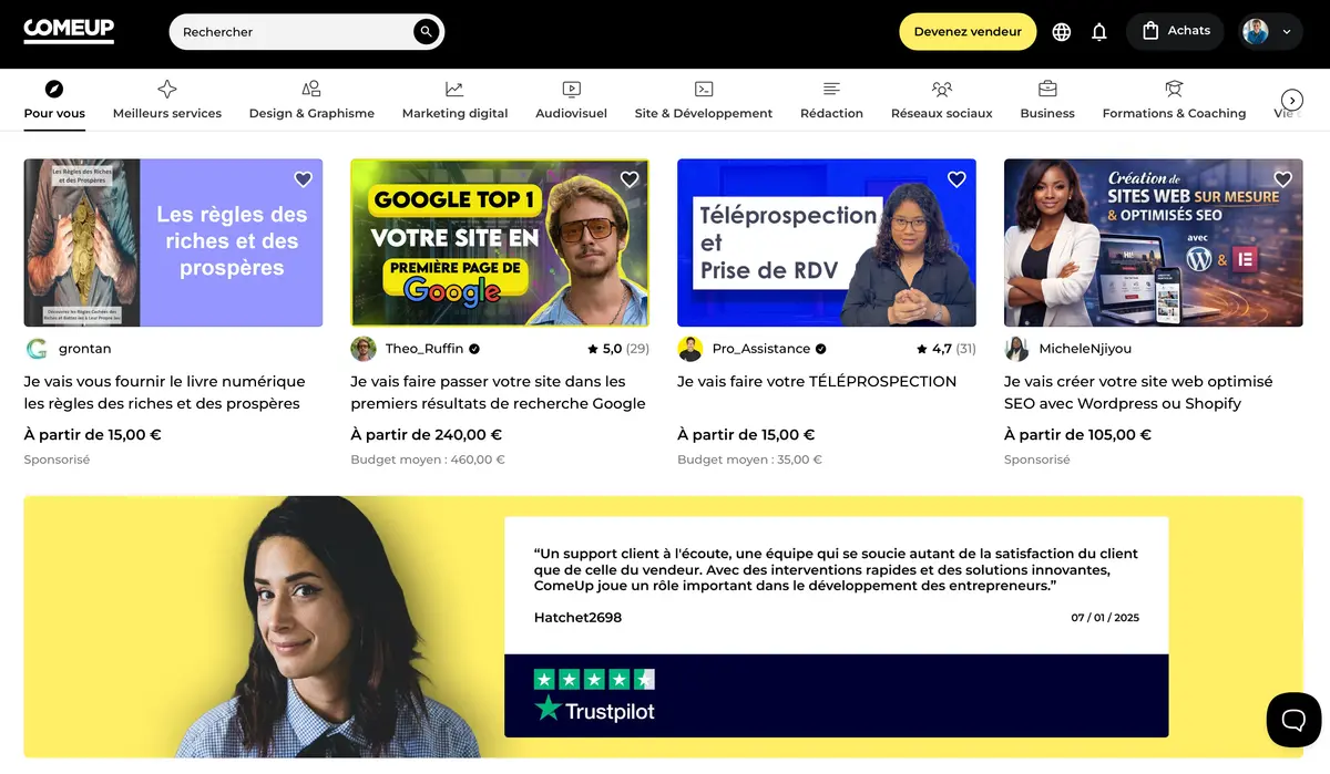 Capture d'écran 1 du programme de parrainage ComeUp