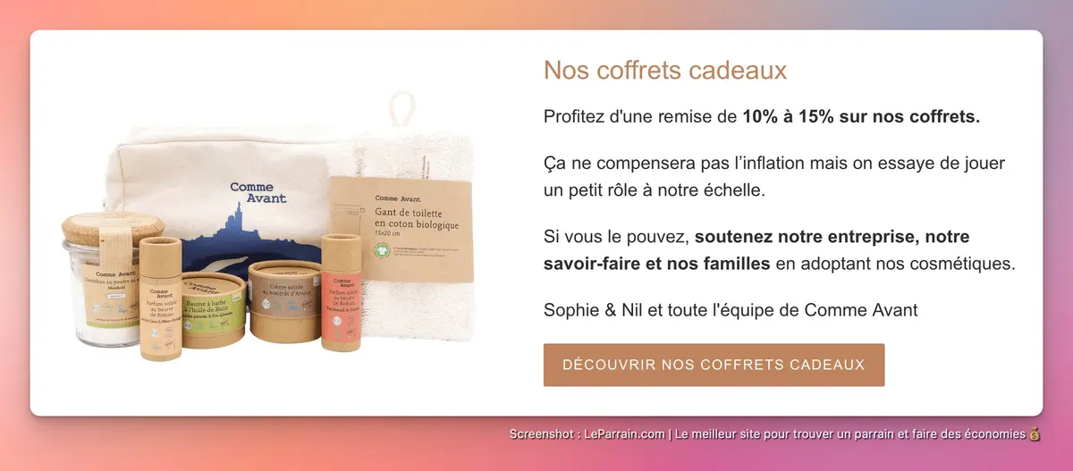 Capture d'écran 4 du programme de parrainage Comme Avant