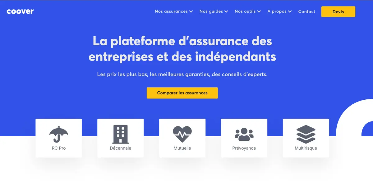 Capture d'écran de Courtier d'Assurances Professionnelles 100% en ligne