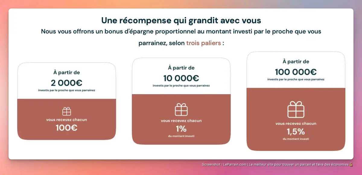 Capture d'écran 2 du programme de parrainage Corum