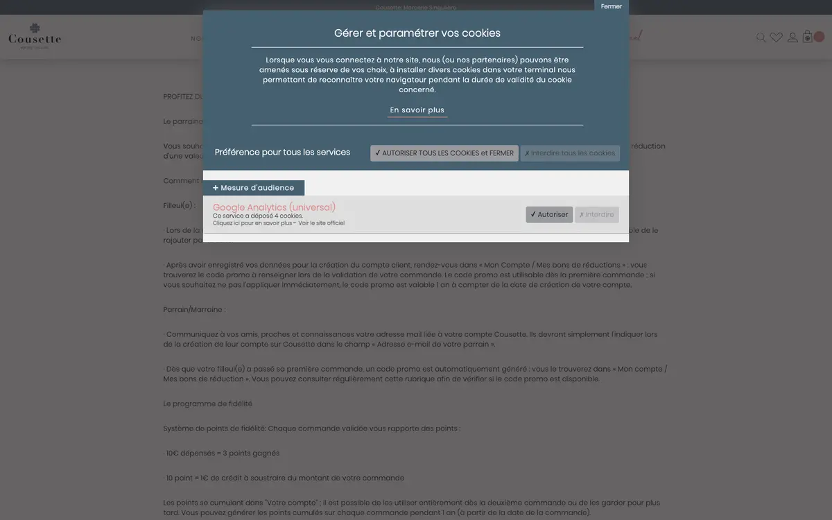 Page programme de parrainage Cousette