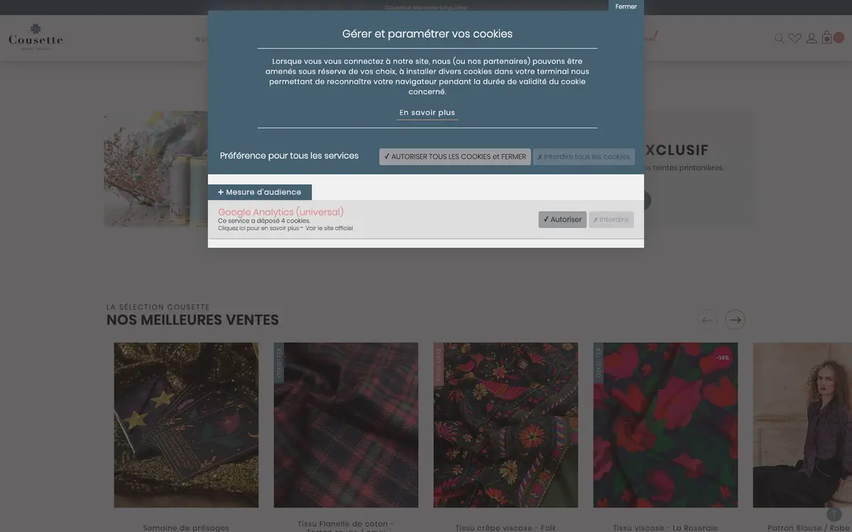 Aperçu du site Cousette
