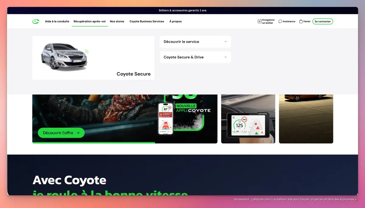Capture d'écran 2 du programme de parrainage Coyote
