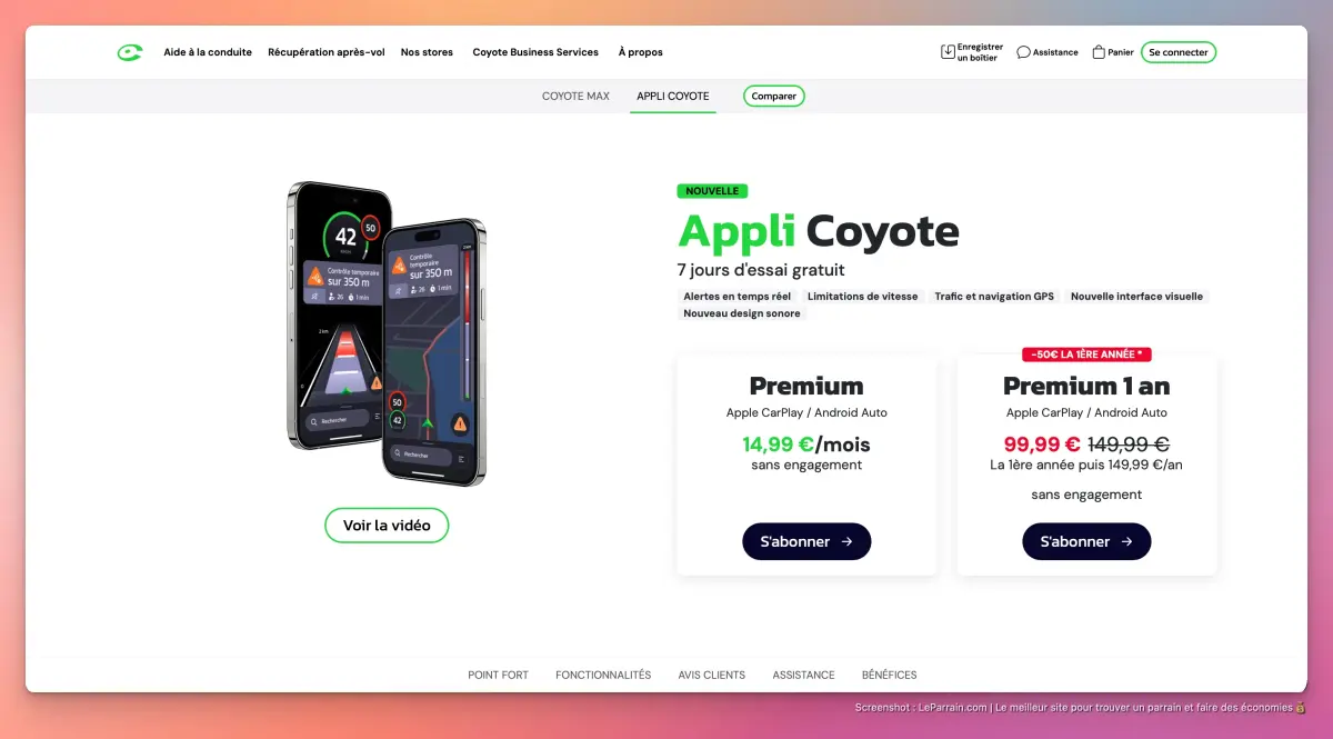 Capture d'écran 3 du programme de parrainage Coyote