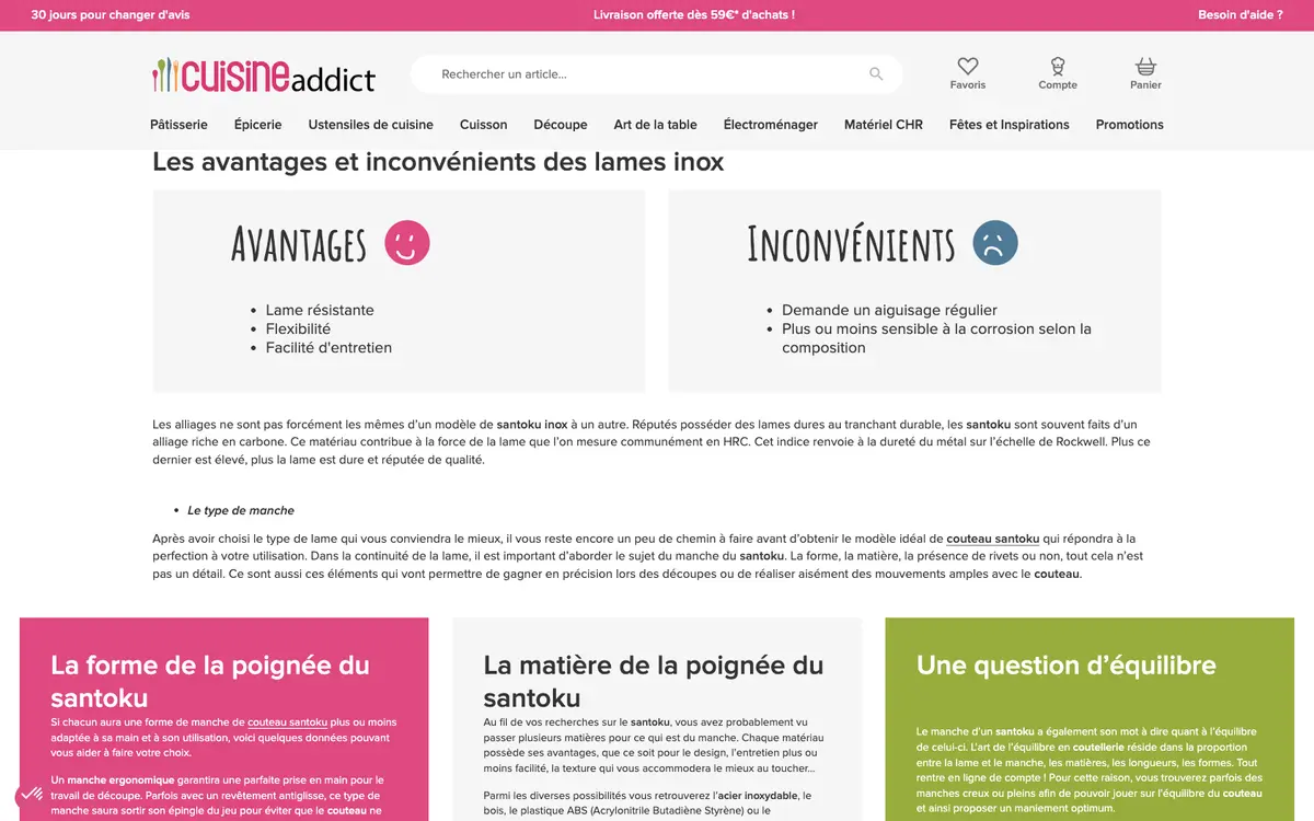 Page programme de parrainage Cuisine Addict