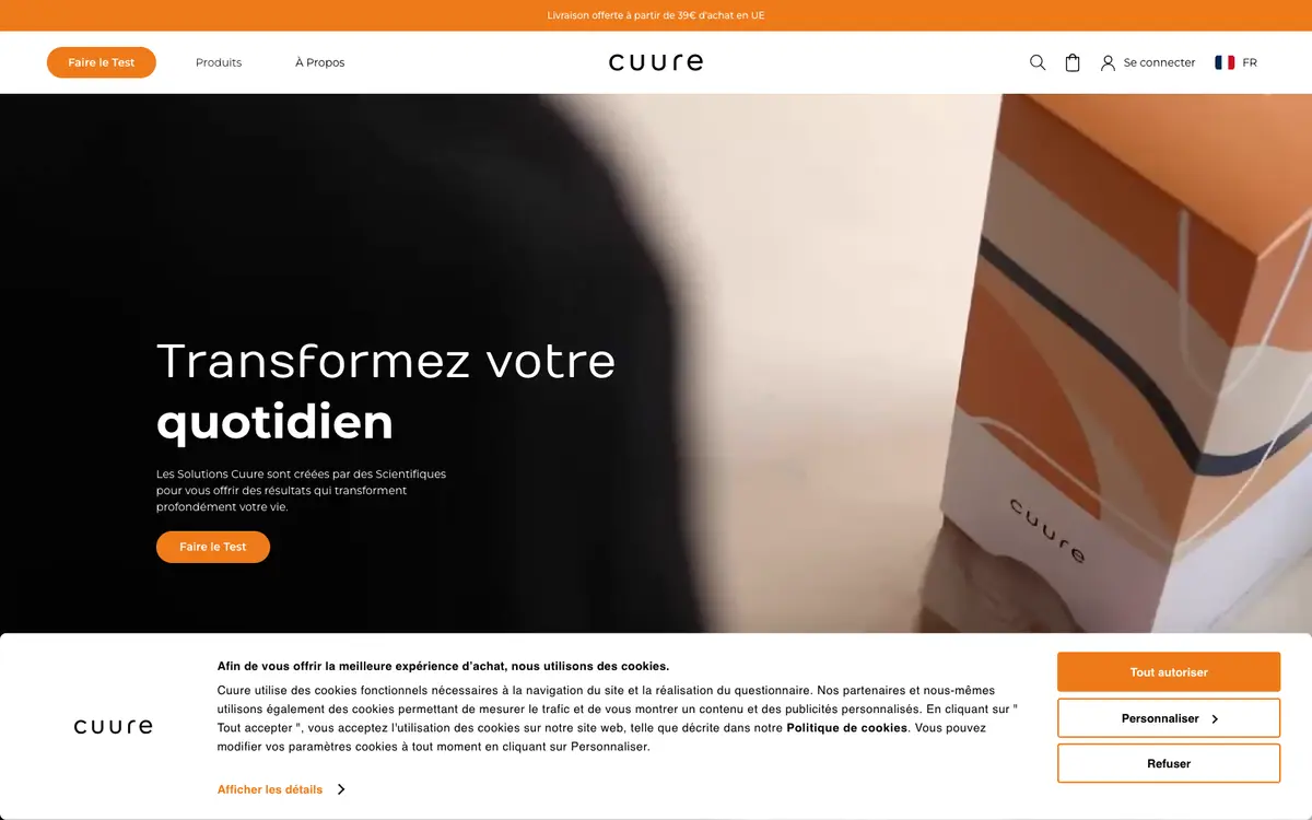 Aperçu du site officiel Cuure