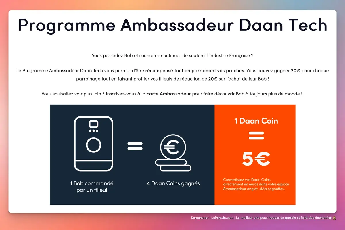 Capture d'écran 8 du programme de parrainage Daan Tech