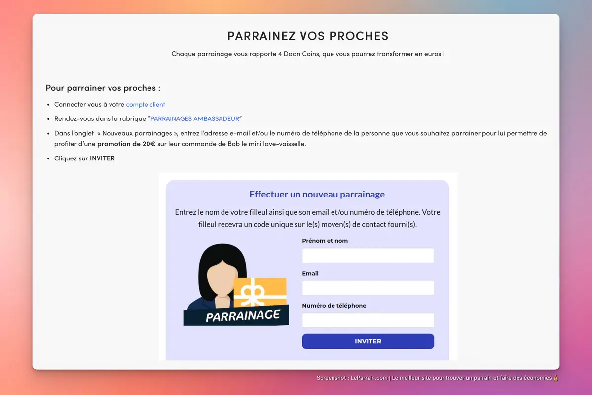 Capture d'écran 9 du programme de parrainage Daan Tech