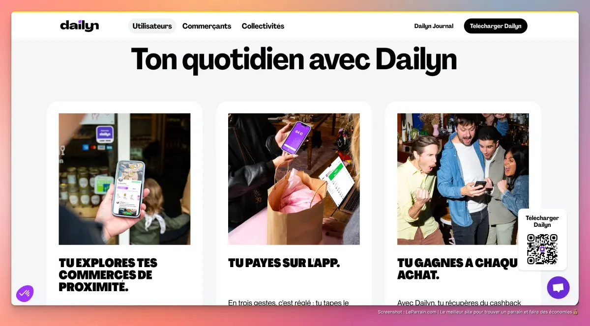 Capture d'écran 1 du programme de parrainage Dailyn