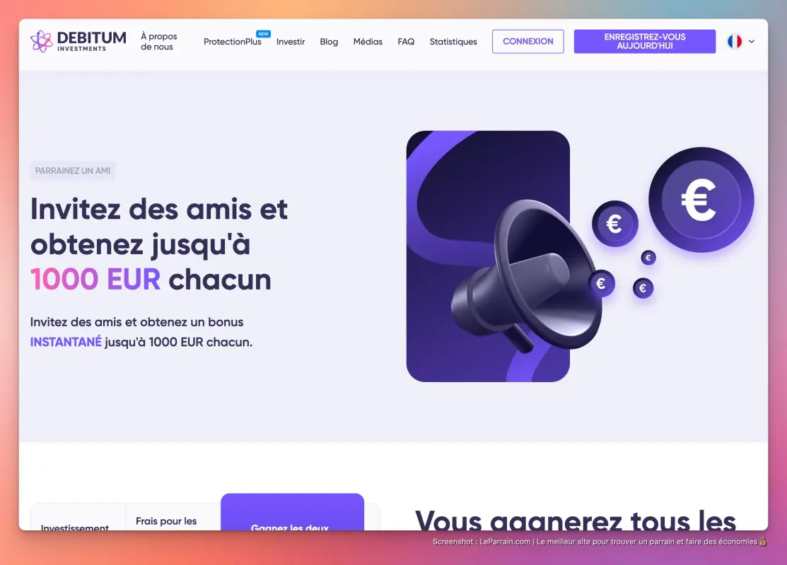 Capture d'écran 3 du programme de parrainage Debitum