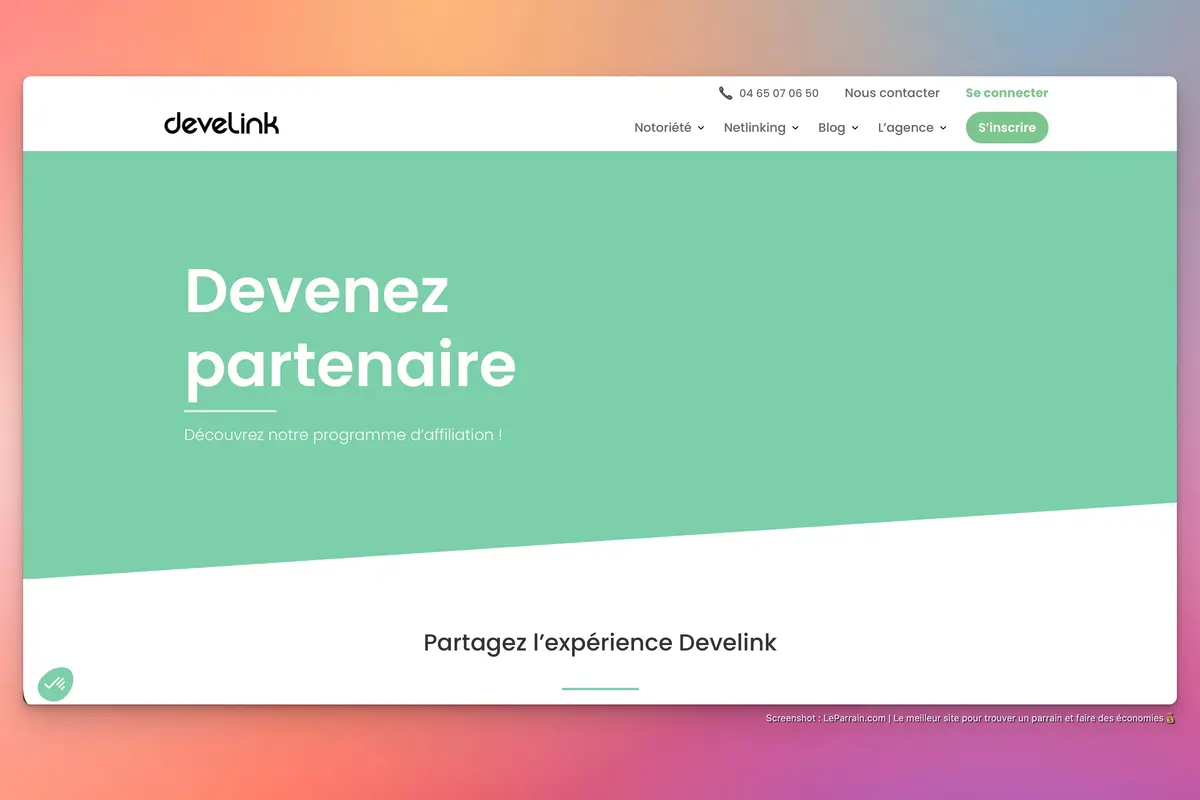 Capture d'écran 6 du programme de parrainage Develink