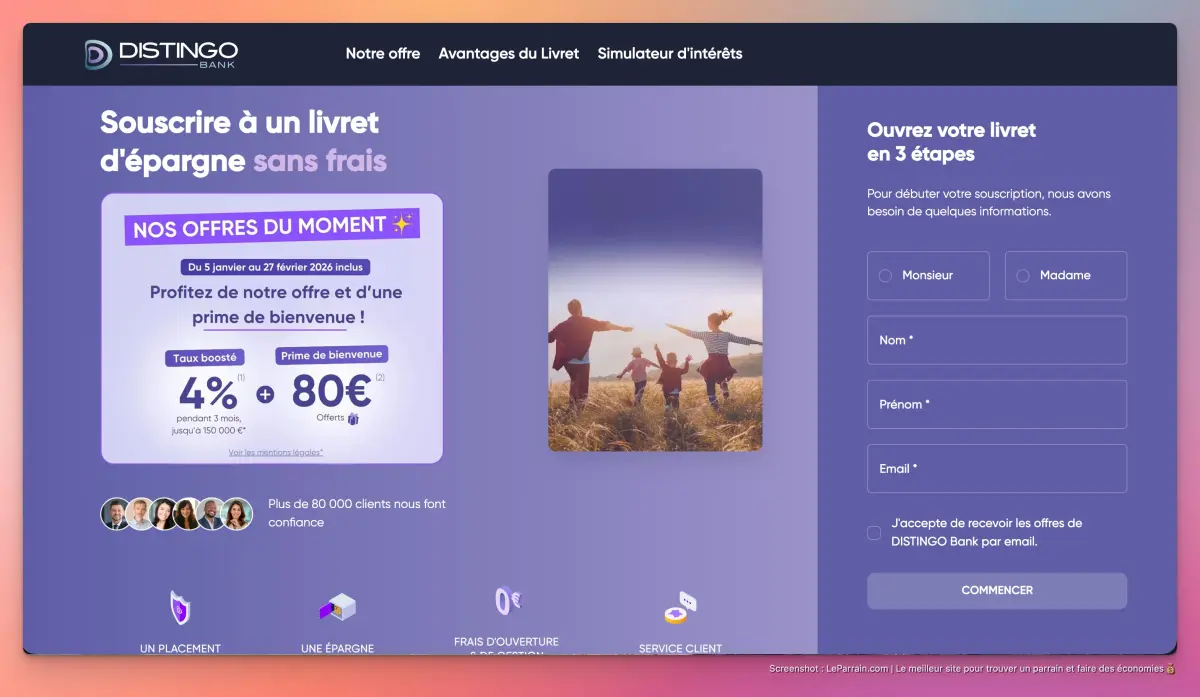 Capture d'écran 2 du programme de parrainage Distingo Bank